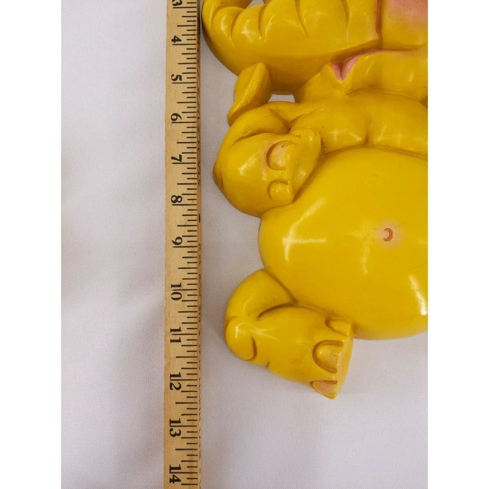 Homco Wall Plaques Yellow Vintage 1973 Elephant Nursery Decor Set of 2